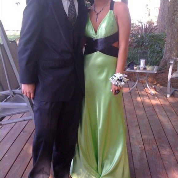 Green and Black Prom Dress - Picture 3 of 6